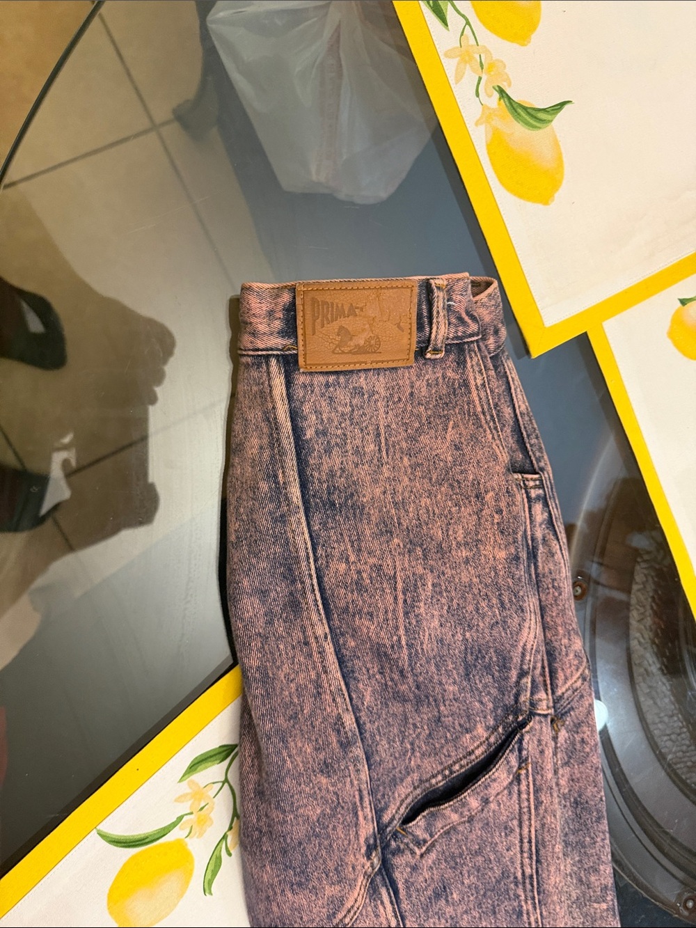 High-Rise Pink Acid-Wash Women's Jeans - Picture 6 of 6
